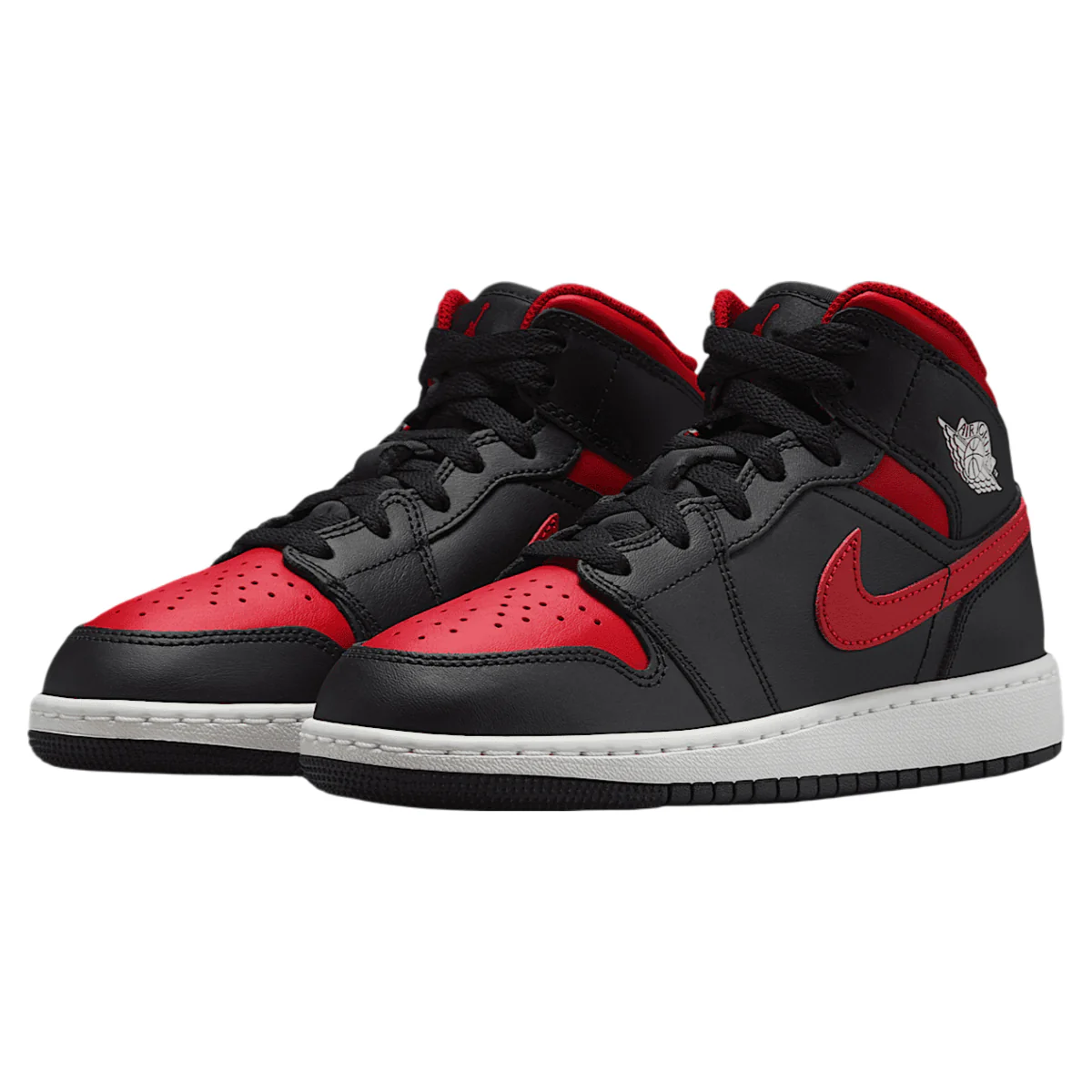 Jordan 1 Mid Black Summit White Varsity Red (GS) - Image 3